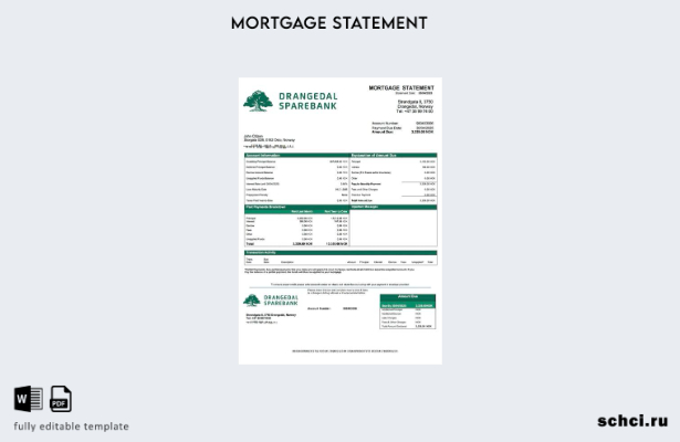 цифровая загрузка Норвегия Drangedal Sparebank выписка по ипотеке Word и PDF шаб